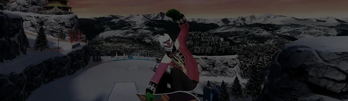 Salto de snowboard sobre uma estância nevada em Snowboard Party: World Tour