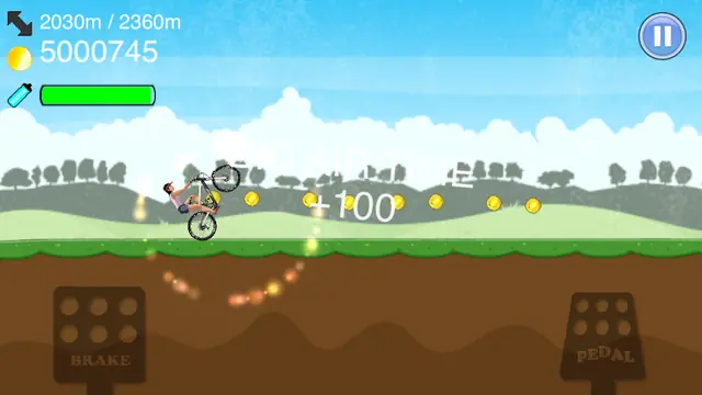 Ciclista a descer uma colina com física de bonecos articulados em Down the hill 2