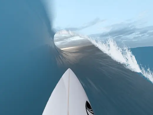 Interior de um tubo de onda em True Surf