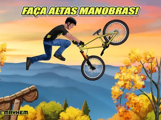 Salto de bicicleta sobre um tronco caído em Bike Mayhem