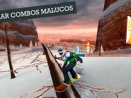 Aterragem de snowboard numa clareira nevada em Snowboard Party: World Tour
