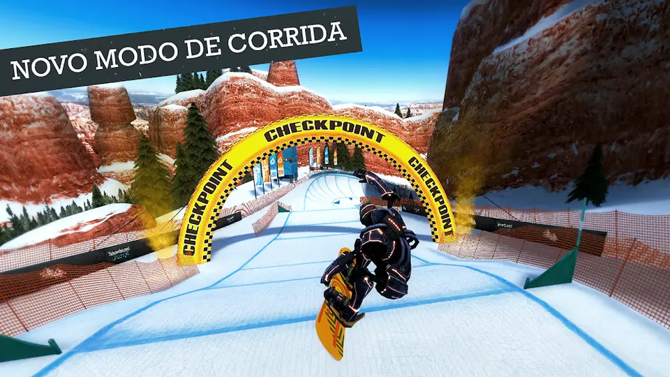 Gruta de gelo iluminada a azul num percurso secreto de Snowboard Party: World Tour